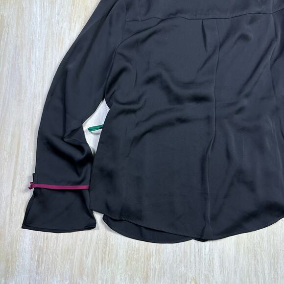 BCBGeneration Wrap Long Sleeve Femme Coquette Color Accent Tie Blouse Large - Picture 8 of 13